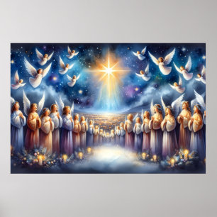 Himmelsk Choir under Betlehem-stjärnan Poster