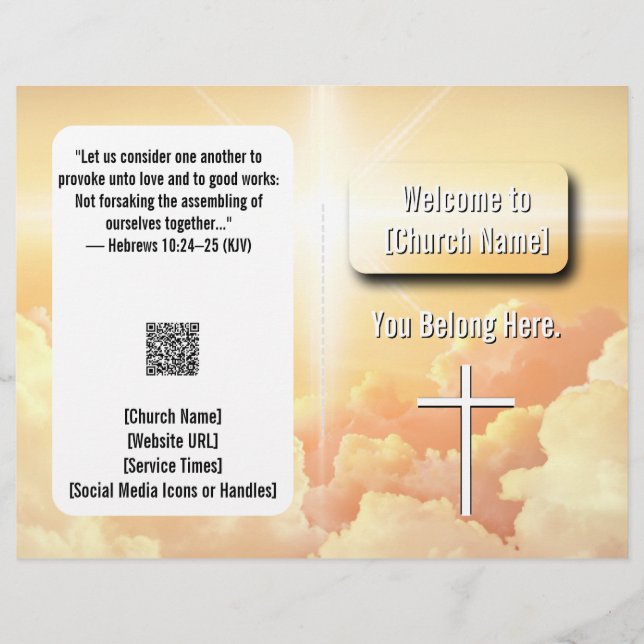 Himmelsk Clouds Light Church Bulletin Reklamblad (Framsidan)