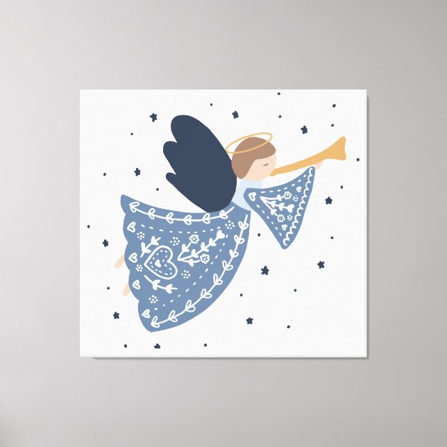 Himmelsk Helgdag för julangel Fred på jorden Canvastryck (Framsida)