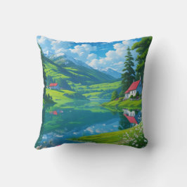 Himmelsk Hillside - Snowy Peak Sjö Kudde