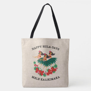 Himmelsk Hula Helgdag Hawaiian Hula Girl Beach Bag Tygkasse
