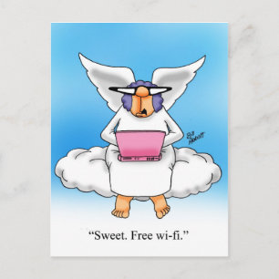 Himmelsk Humor Angel Computer Tecknad Gift! Vykort