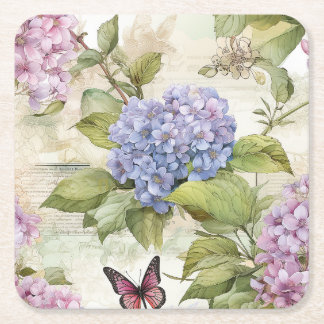 Himmelsk Hydrangea Harmony Underlägg Papper Kvadrat