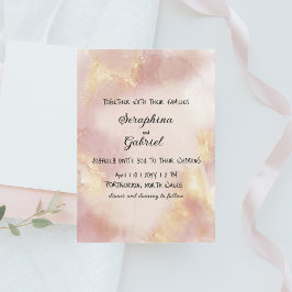 Himmelsk inbjudan till Rosa Watercolor bröllop