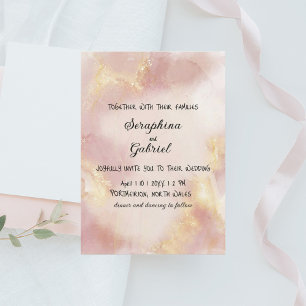 Himmelsk inbjudan till Rosa Watercolor bröllop
