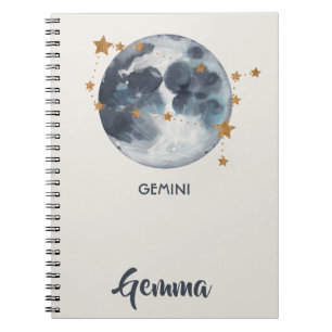 Himmelsk journal för Gemini för Zodiacmånestjä Anteckningsbok