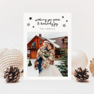 Himmelsk Joy Religiösa Helgdag Bröllop Photo White Julkort