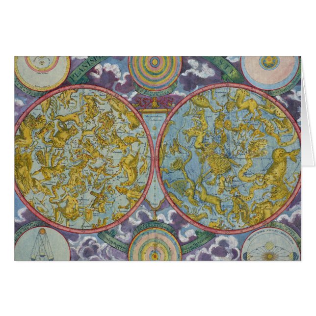 Himmelsk karta av planen hälsningskort (Framsidan Horizontal)