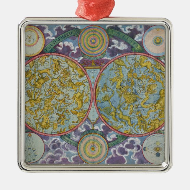 Himmelsk karta av planen julgransprydnad metall (Framsidan)