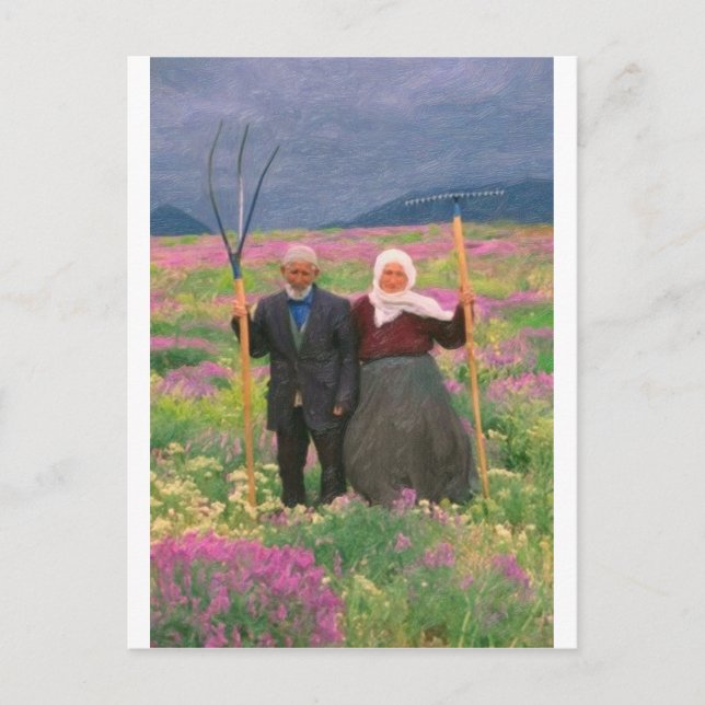 himmelsk kurdisk familj i landskapet vykort (Framsida)