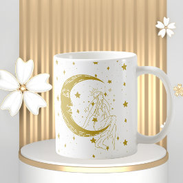 Himmelsk kvinna, måne stjärnor, boho, elegant astr kaffemugg