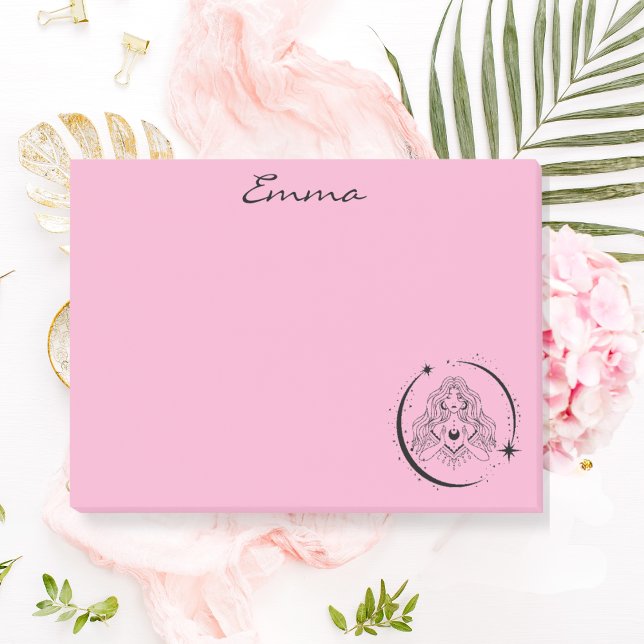 Himmelsk kvinna, måne stjärnor, boho, elegant astr post-it block (Skapare uppladdad)