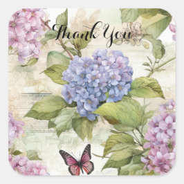 Himmelsk Lila Hydrangea Harmony Sticker Fyrkantigt Klistermärke