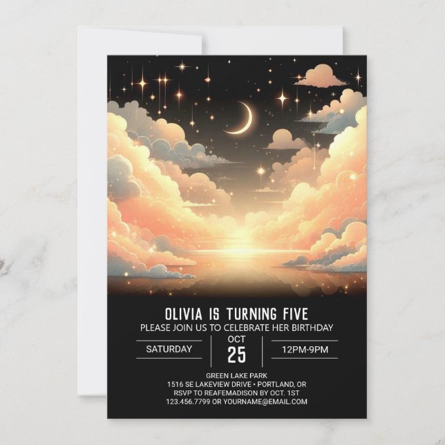 Himmelsk magisk celestial Digital Birthday Inbjudningar (Framsida)