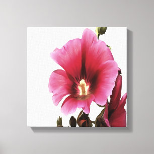 Himmelsk Rosa Hollyhock Malva Flower Blommigt Canvastryck