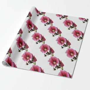 Himmelsk Rosa Hollyhock Malva Flower Blommigt Presentpapper