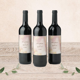 Himmelsk Rosa Vattenfärgsetikett Bröllop Vin Flask Vinflaska Etikett