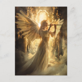 Himmelsk serenity Female Angel med flute Vykort