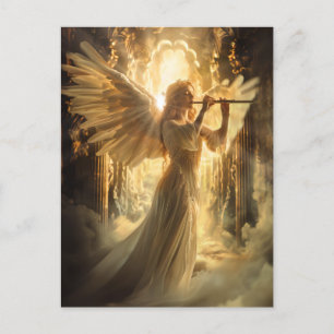 Himmelsk serenity Female Angel med flute Vykort