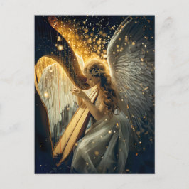 Himmelsk serenity Female Angel som spelar Harp Vykort