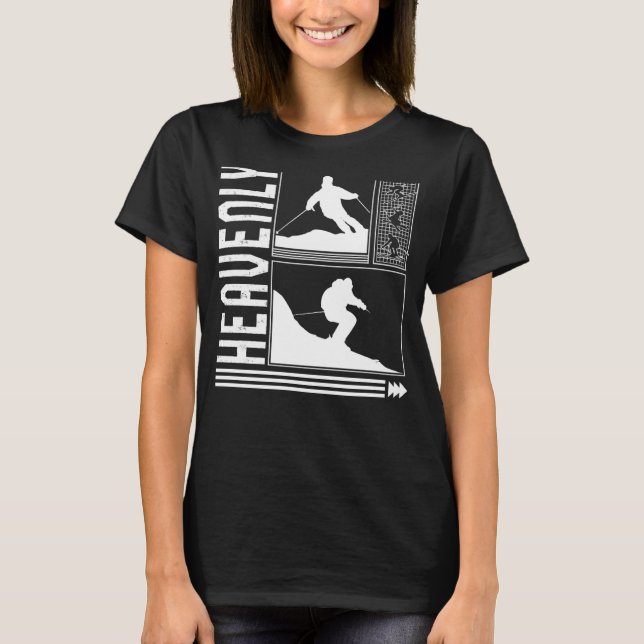 Himmelsk Skier Winter Snowboarder T Shirt (Framsida)