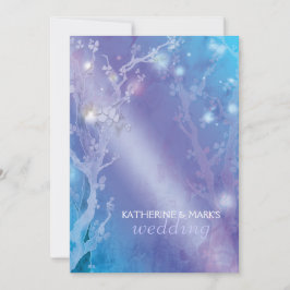 Himmelsk skogsskammation Blue Bröllop Inbjudningar