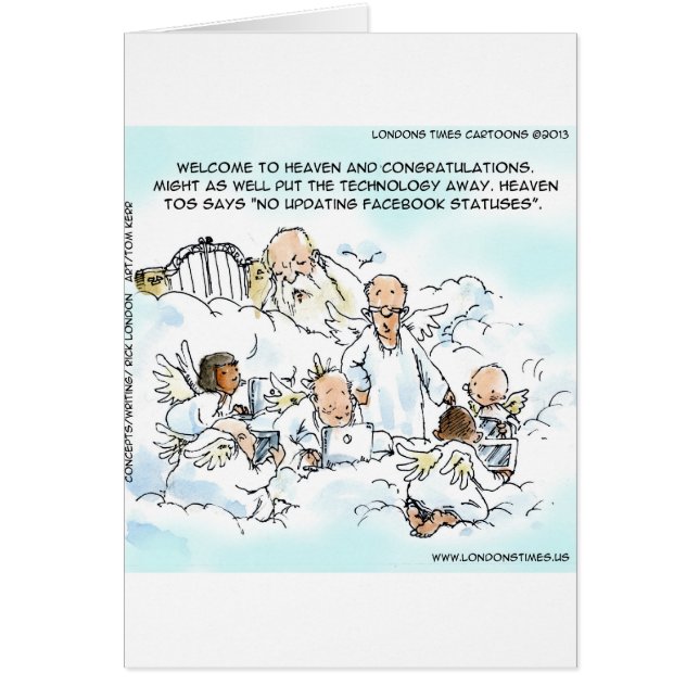 Himmelsk Social Media Funny Hälsningskort (Framsidan)