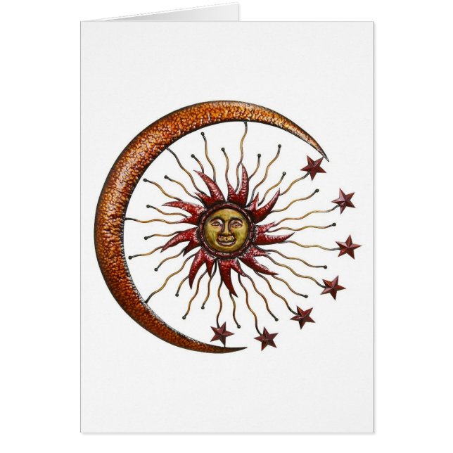 HIMMELSK SOLMÅNE & STJÄRNAABSTRAKT HÄLSNINGSKORT (Framsidan)