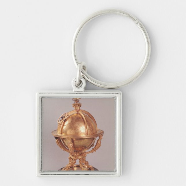 Himmelsk sphere, c.1580 fyrkantig silverfärgad nyckelring (Framsidan)