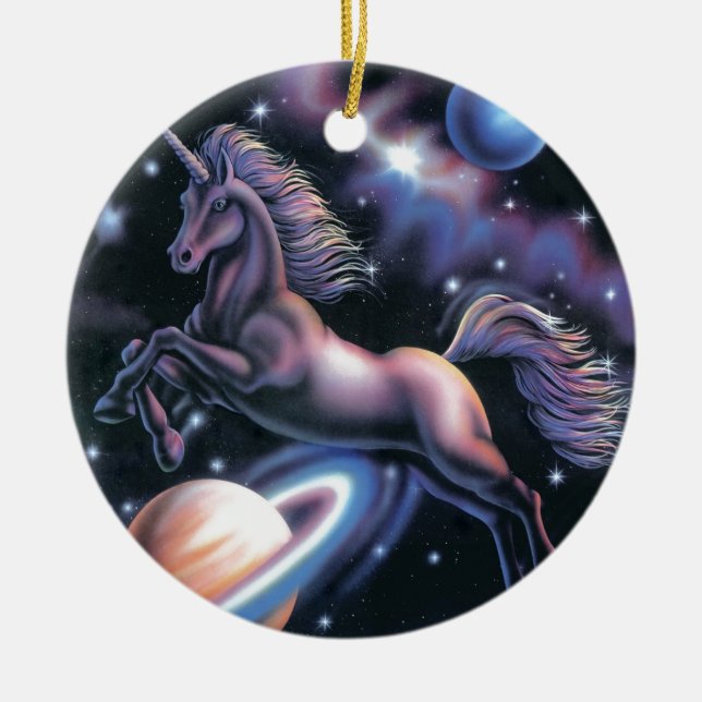 Himmelsk Unicorn Julgransprydnad Keramik (Framsidan)