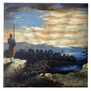 Himmelska amerikanska Flagga i Himmel, Zouave Civi Kakelplatta