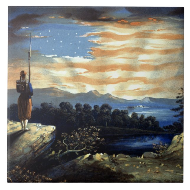 Himmelska amerikanska Flagga i Himmel, Zouave Civi Kakelplatta (Framsidan)