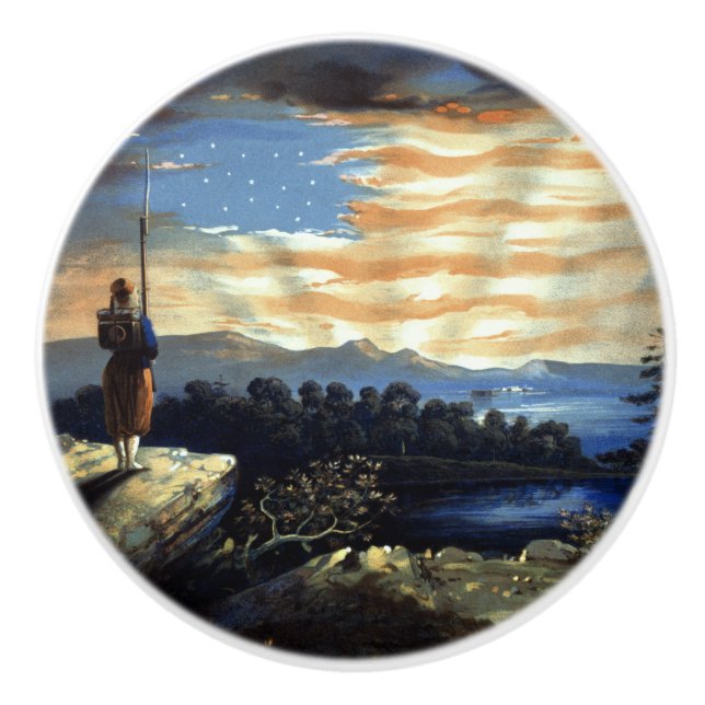 Himmelska amerikanska Flagga i Himmel, Zouave Civi Knopp (Framsidan)
