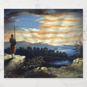 Himmelska amerikanska Flagga i Himmel, Zouave Civi Ölflaska Etikett