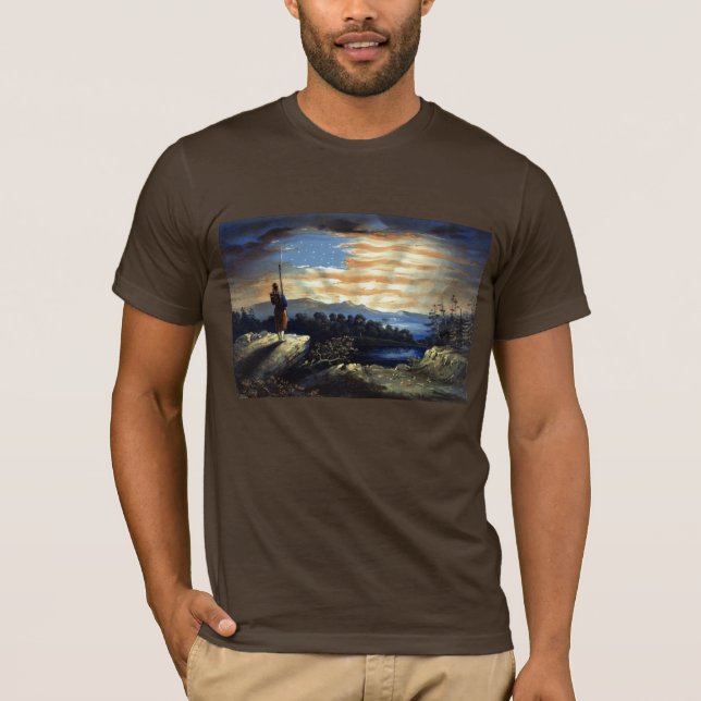 Himmelska amerikanska Flagga i Himmel, Zouave Civi T Shirt (Framsida)