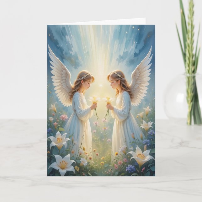 Himmelska Angelic Andlig Påsk Blessings Helgkort (Framsida)