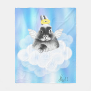 Himmelska bliss: Grått och White Bunny på Cloud me Fleecefilt
