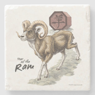 Himmelska djurparksåret (Ram Animal Art) Stenunderlägg