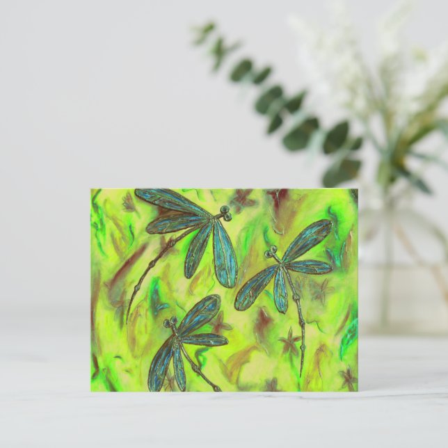 Himmelska Dragonflugor på en Starry Himlar Inbjudan Vykort (Stående Fram)