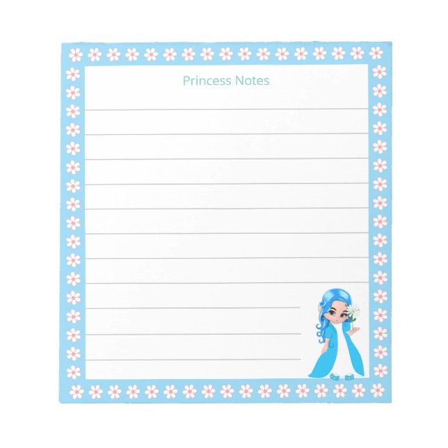 Himmelska Fairy Princess & White Flowers on Lined Anteckningsblock (Framsida)