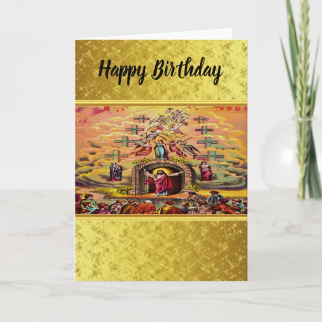 Himmelska Grind med guld-folie struktur och Jesus Kort (Framsida)