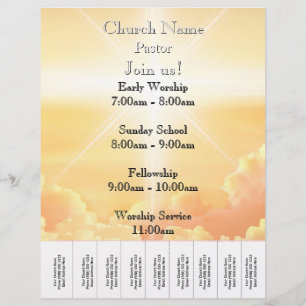 Himmelska Guld Clouds Church Services Reklamblad