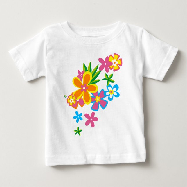 Himmelska Hula Hawaiian Flowers Girls T Shirt (Framsida)