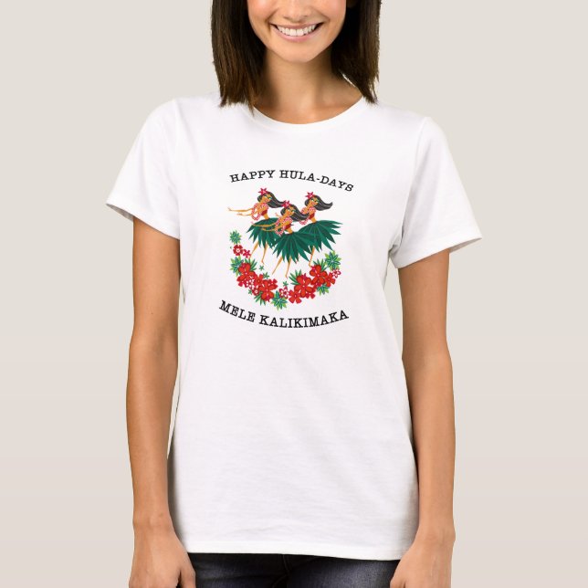 Himmelska Hula Helgdag Hawaiian Hula Girls T Shirt (Framsida)
