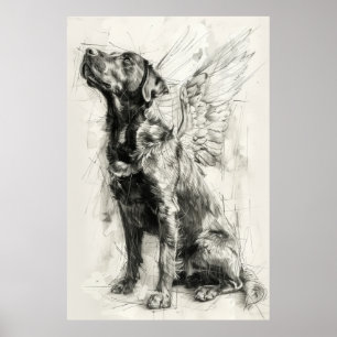 Himmelska Hund med Angel Vingar Profile Poster