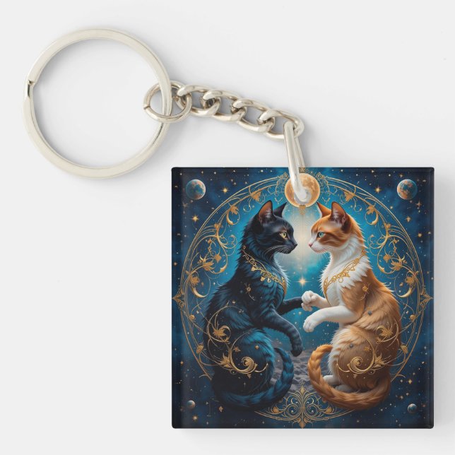 Himmelska katter med kosmisk guldblå tema 🐱 (Framsidan)