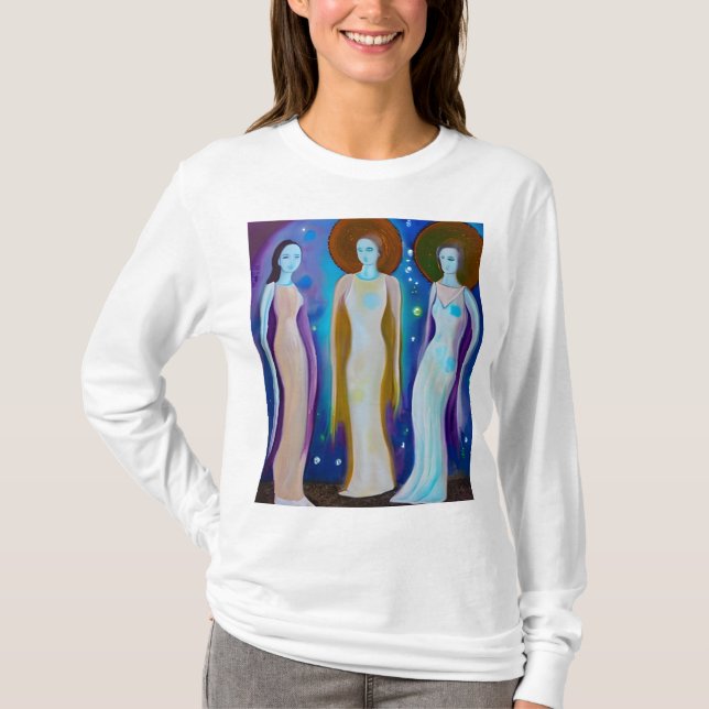 Himmelska Kvinnor Abstrakt Konstverk T Shirt (Framsida)