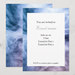 Himmelska moln av blå lila, vit abstrakt, Inbjudan