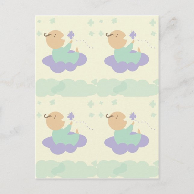 himmelska moln baby förpackning presentkort vykort (Framsida)