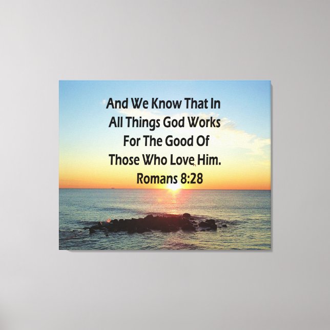 HIMMELSKA ROMANS 8:28 BIBLE VERSE CANVASTRYCK (Framsida)